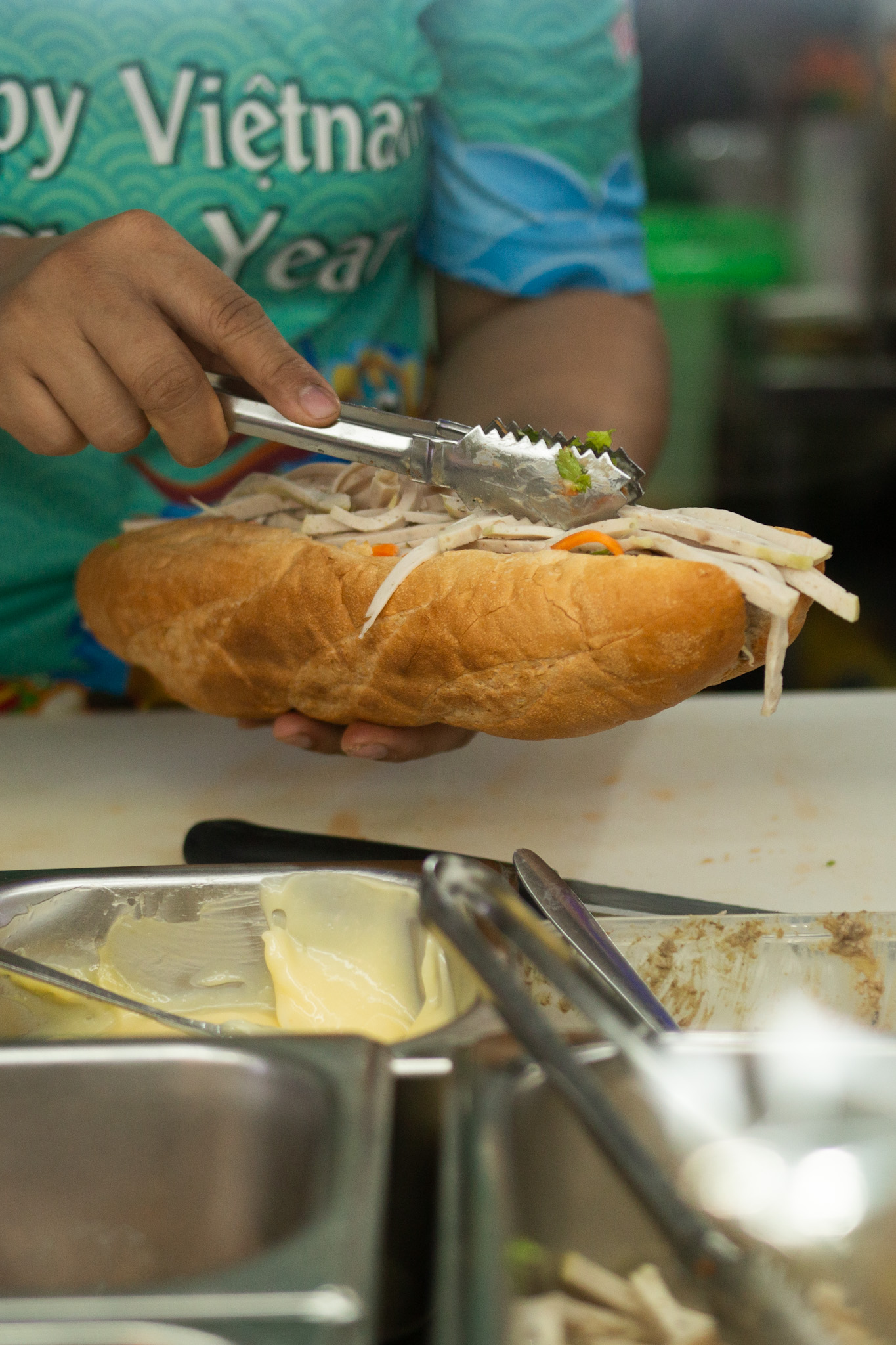 Eating Banh Mi in Nong Khai 